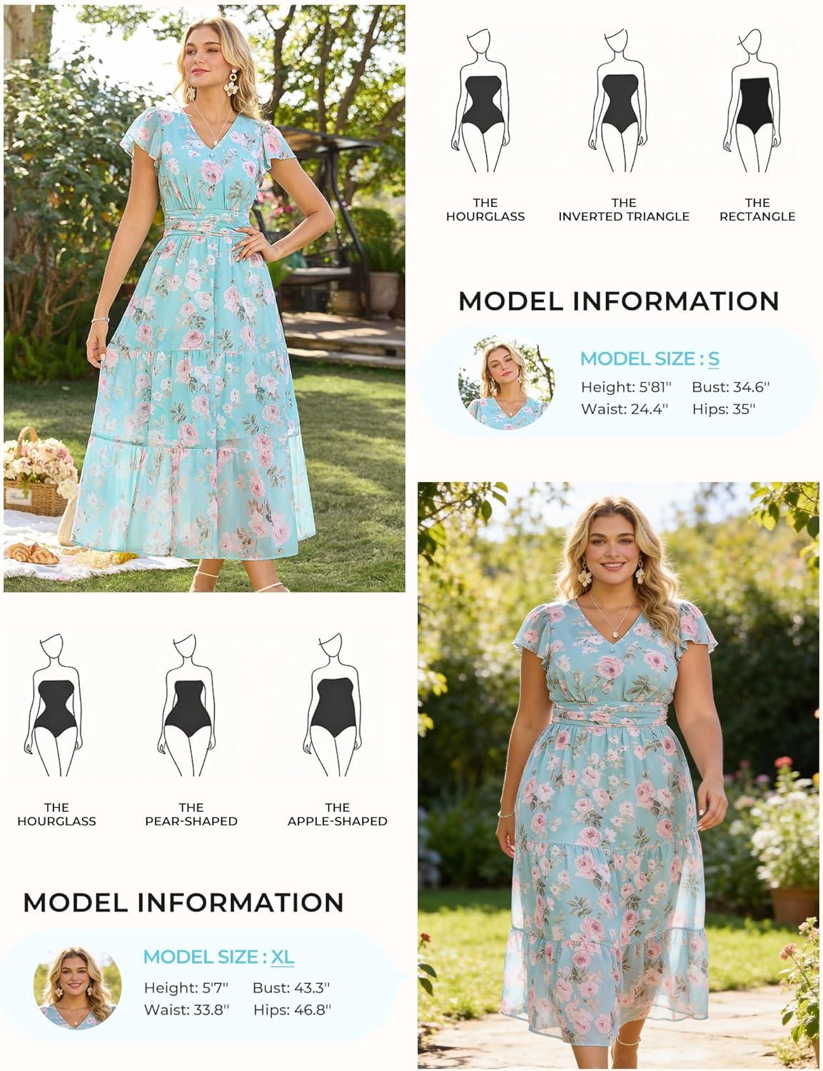 imageGRACE KARIN 2026 Women Summer DressMaxi Short Sleeve Floral DressesSemi Formal Flowy Wedding Guest Dress with PocketMint Green With Light Pink Roses
