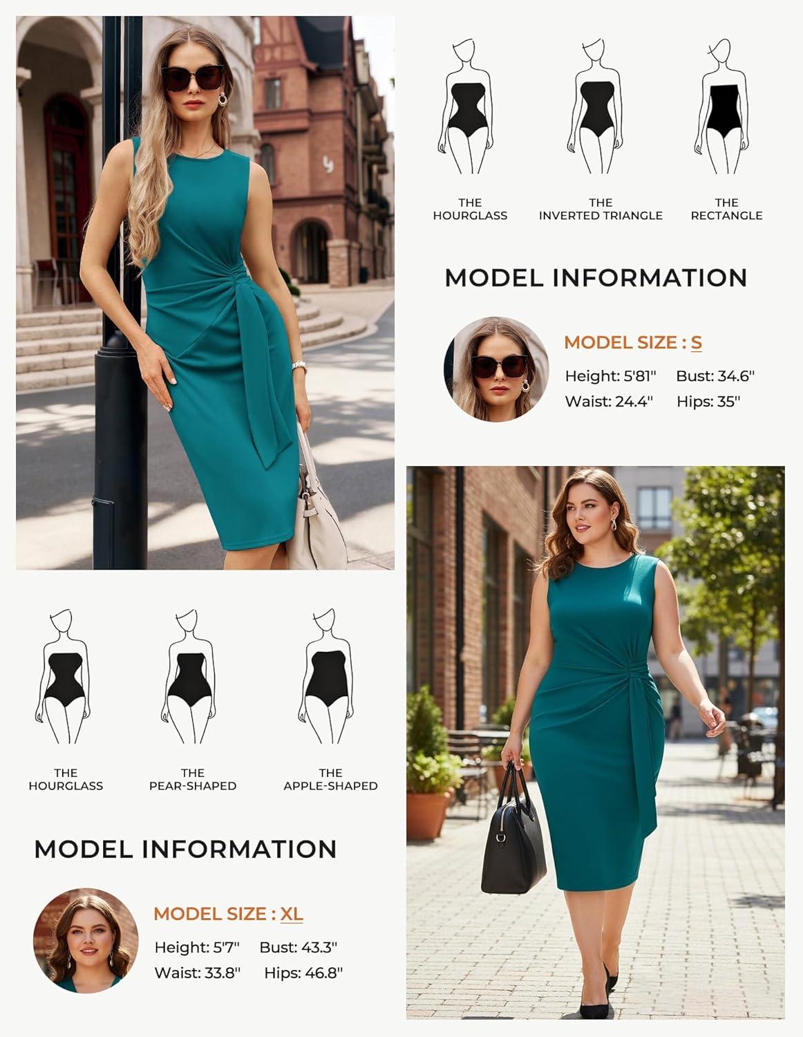 imageGRACE KARIN Women Work DressBodycon Pencil Business DressesSleeveless Cocktail Dresses Knee LengthBlue Green