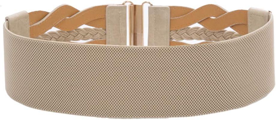 imageGRACE KARIN Womens Elastic Wide Belts Vintage Stretchy Belt Retro Fashion Cinch Belts for DressesApricot