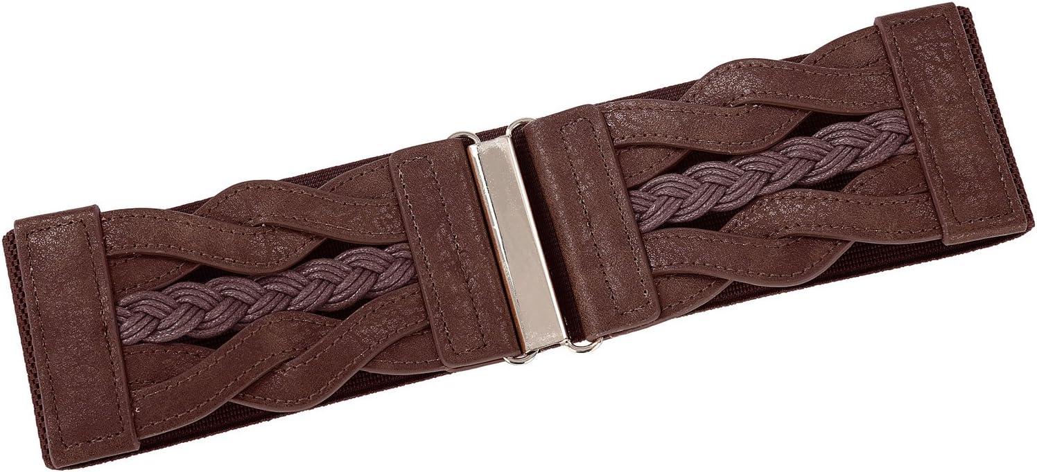 imageGRACE KARIN Womens Elastic Wide Belts Vintage Stretchy Belt Retro Fashion Cinch Belts for DressesCoffee