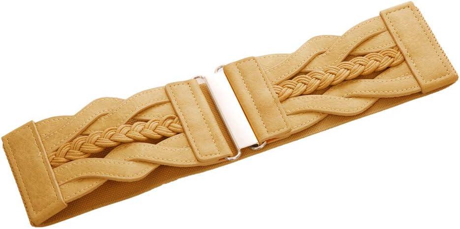 imageGRACE KARIN Womens Elastic Wide Belts Vintage Stretchy Belt Retro Fashion Cinch Belts for DressesSpicy Mustard