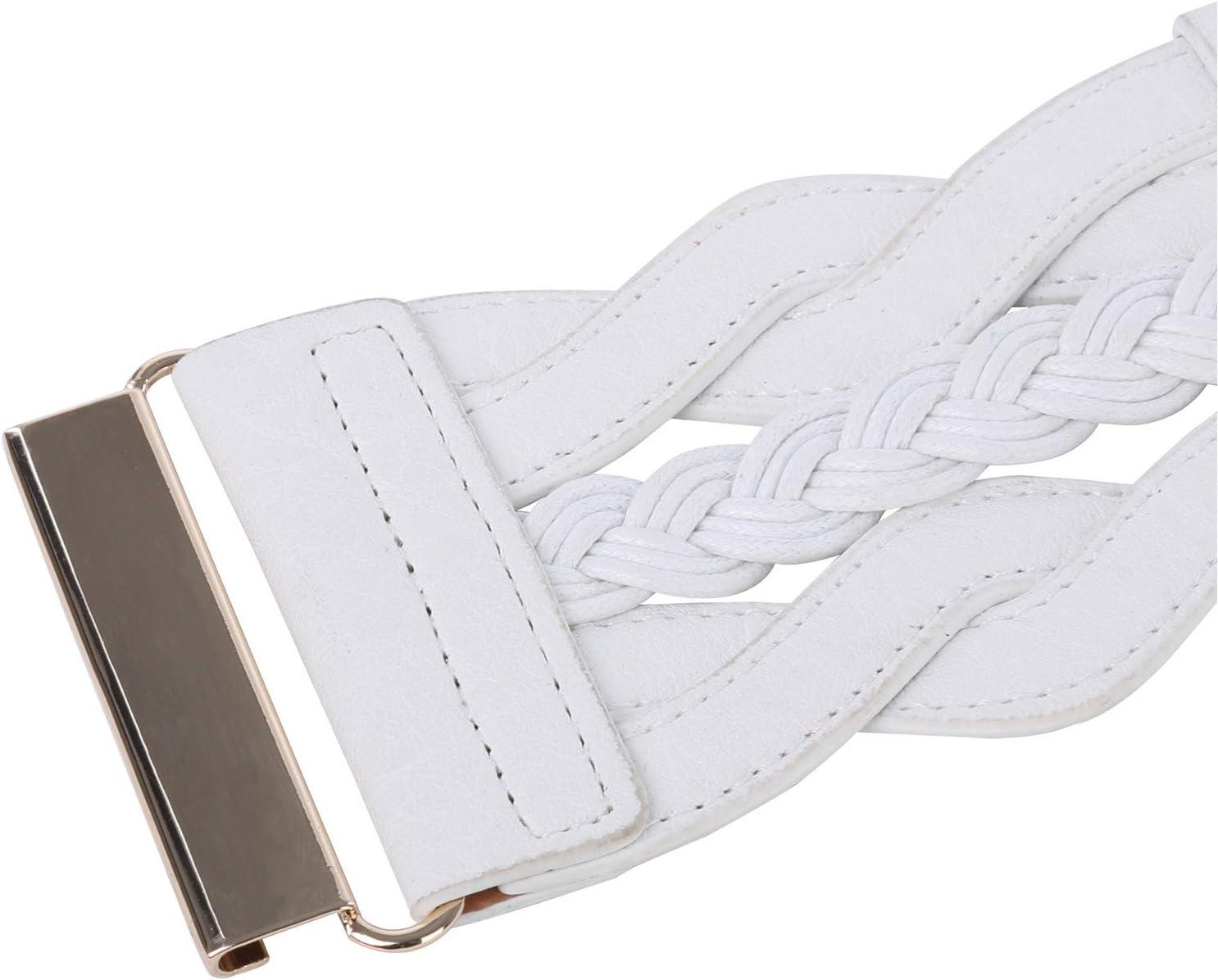 imageGRACE KARIN Womens Elastic Wide Belts Vintage Stretchy Belt Retro Fashion Cinch Belts for DressesWhite