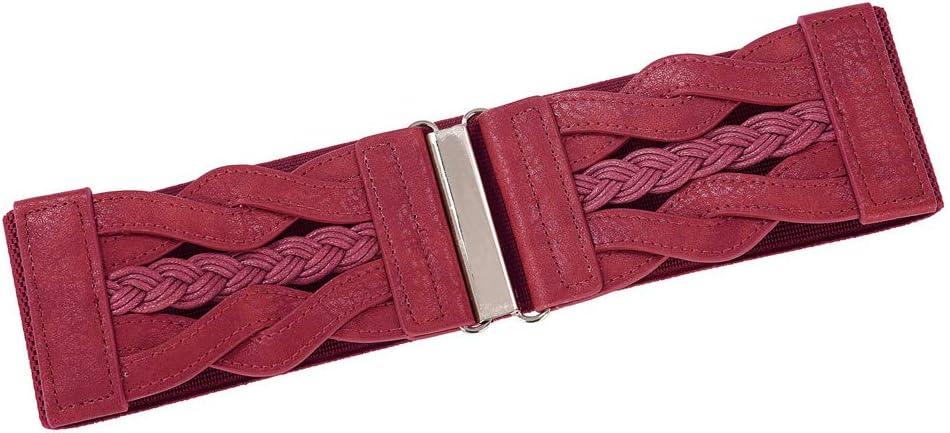 imageGRACE KARIN Womens Elastic Wide Belts Vintage Stretchy Belt Retro Fashion Cinch Belts for DressesWine