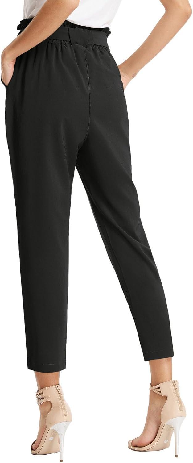 imageGRACE KARIN Womens Hight Waisted Work Pants Cropped Paper Bag Business Casual Pants with Pockets