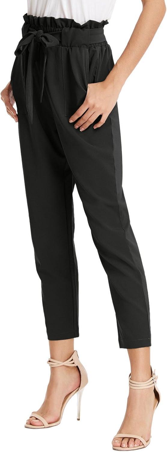 imageGRACE KARIN Womens Hight Waisted Work Pants Cropped Paper Bag Business Casual Pants with Pockets