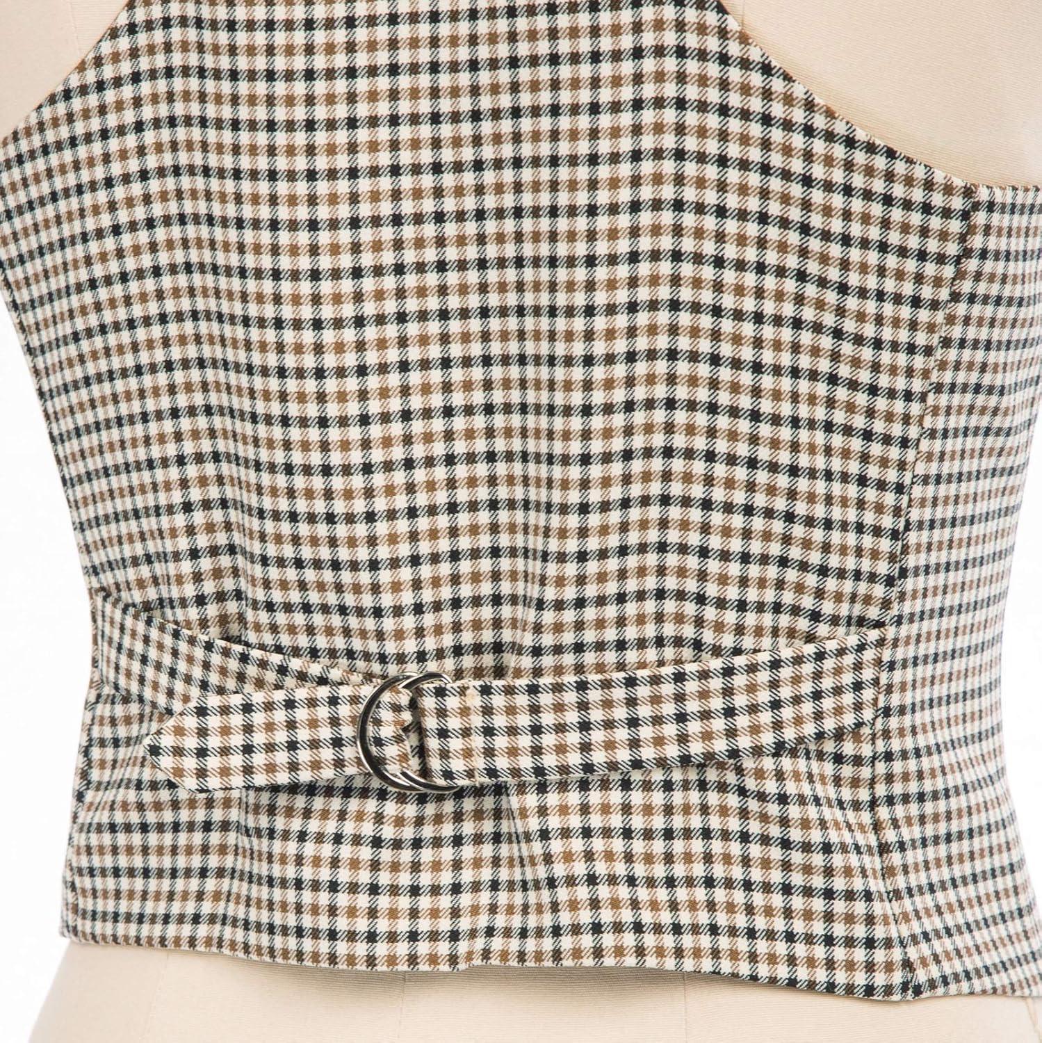 imageGRACE KARIN Womens Suit Vest Top Dressy Casual Sleeveless Button Wasitcoat Fromal Steampunk Blazer For Work OfficeBrown Plaid