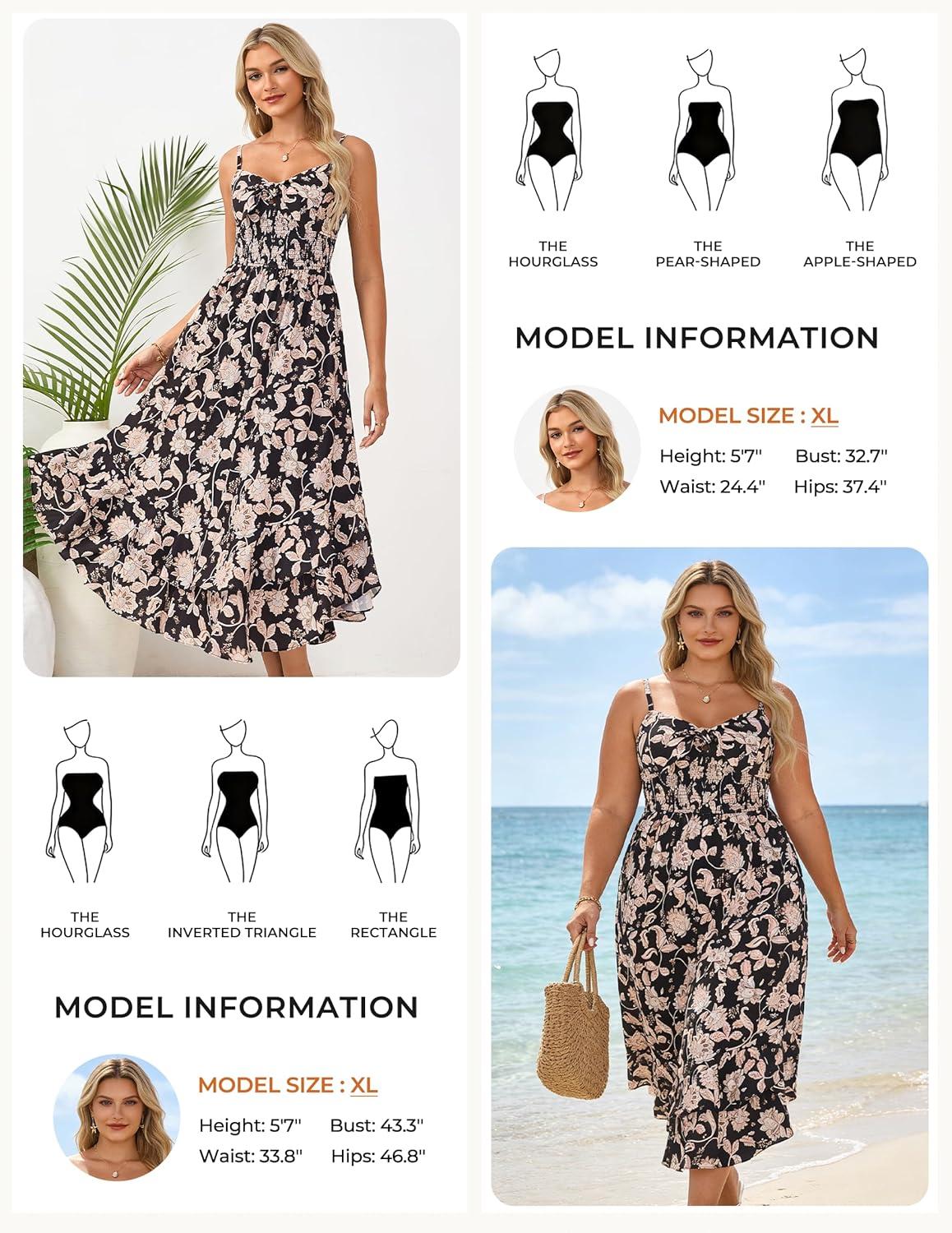 imageGRACE KARIN Womens Summer Floral Maxi Dress Spaghetti Strap A Line Beach Boho Dresses Ruffle Tiered Casual DressBlack and Beige Floral