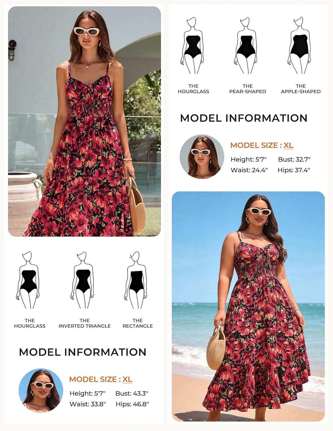imageGRACE KARIN Womens Summer Floral Maxi Dress Spaghetti Strap A Line Beach Boho Dresses Ruffle Tiered Casual DressBlack and Red Floral