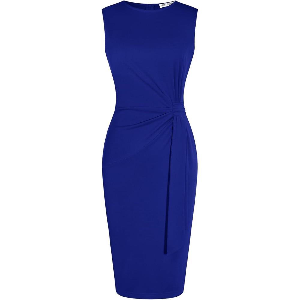 imageGRACE KARIN Women Work DressBodycon Pencil Business DressesSleeveless Cocktail Dresses Knee LengthRoyal Blue