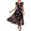 imageGRACE KARIN 2026 Women Summer DressMaxi Short Sleeve Floral DressesSemi Formal Flowy Wedding Guest Dress with PocketBlack With Roses