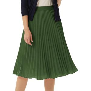 GRACE KARIN Women High Elastic Waist Pleated Chiffon Skirt Midi Swing A-line Skirts(Amry Green)