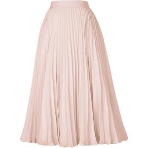 GRACE KARIN Women High Elastic Waist Pleated Chiffon Skirt Midi Swing A-line Skirts(Light Apricot)