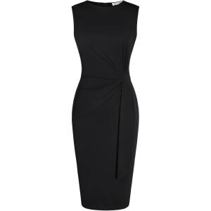 GRACE KARIN Women Work Dress,Bodycon Pencil Business Dresses,Sleeveless Cocktail Dresses Knee Length(Black)