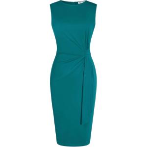 GRACE KARIN Women Work Dress,Bodycon Pencil Business Dresses,Sleeveless Cocktail Dresses Knee Length(Blue Green)