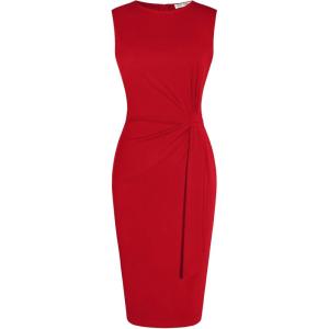 GRACE KARIN Women Work Dress,Bodycon Pencil Business Dresses,Sleeveless Cocktail Dresses Knee Length(Bright Red)