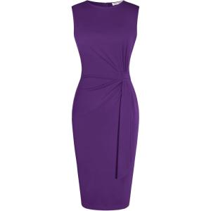 GRACE KARIN Women Work Dress,Bodycon Pencil Business Dresses,Sleeveless Cocktail Dresses Knee Length(Purple)