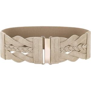 GRACE KARIN Women’s Elastic Wide Belts Vintage Stretchy Belt Retro Fashion Cinch Belts for Dresses(Apricot)
