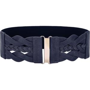 GRACE KARIN Women’s Elastic Wide Belts Vintage Stretchy Belt Retro Fashion Cinch Belts for Dresses(Navy Blue)
