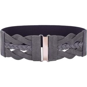 GRACE KARIN Women’s Elastic Wide Belts Vintage Stretchy Belt Retro Fashion Cinch Belts for Dresses(Pewter)