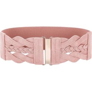 GRACE KARIN Women’s Elastic Wide Belts Vintage Stretchy Belt Retro Fashion Cinch Belts for Dresses(Pink)