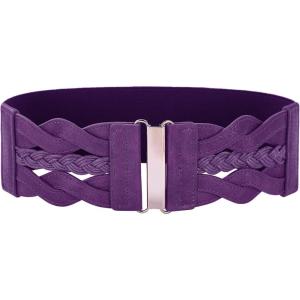 GRACE KARIN Women’s Elastic Wide Belts Vintage Stretchy Belt Retro Fashion Cinch Belts for Dresses(Purple)