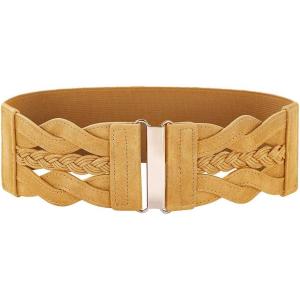 GRACE KARIN Women’s Elastic Wide Belts Vintage Stretchy Belt Retro Fashion Cinch Belts for Dresses(Spicy Mustard)