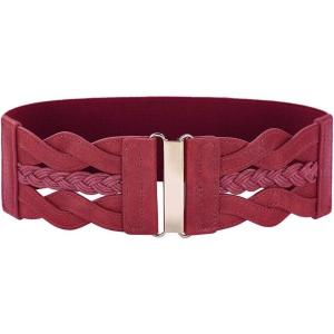 GRACE KARIN Women’s Elastic Wide Belts Vintage Stretchy Belt Retro Fashion Cinch Belts for Dresses(Wine)
