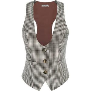GRACE KARIN Women’s Suit Vest Top, Dressy Casual Sleeveless Button Wasitcoat, Fromal Steampunk Blazer For Work Office(Plaid Coffee)
