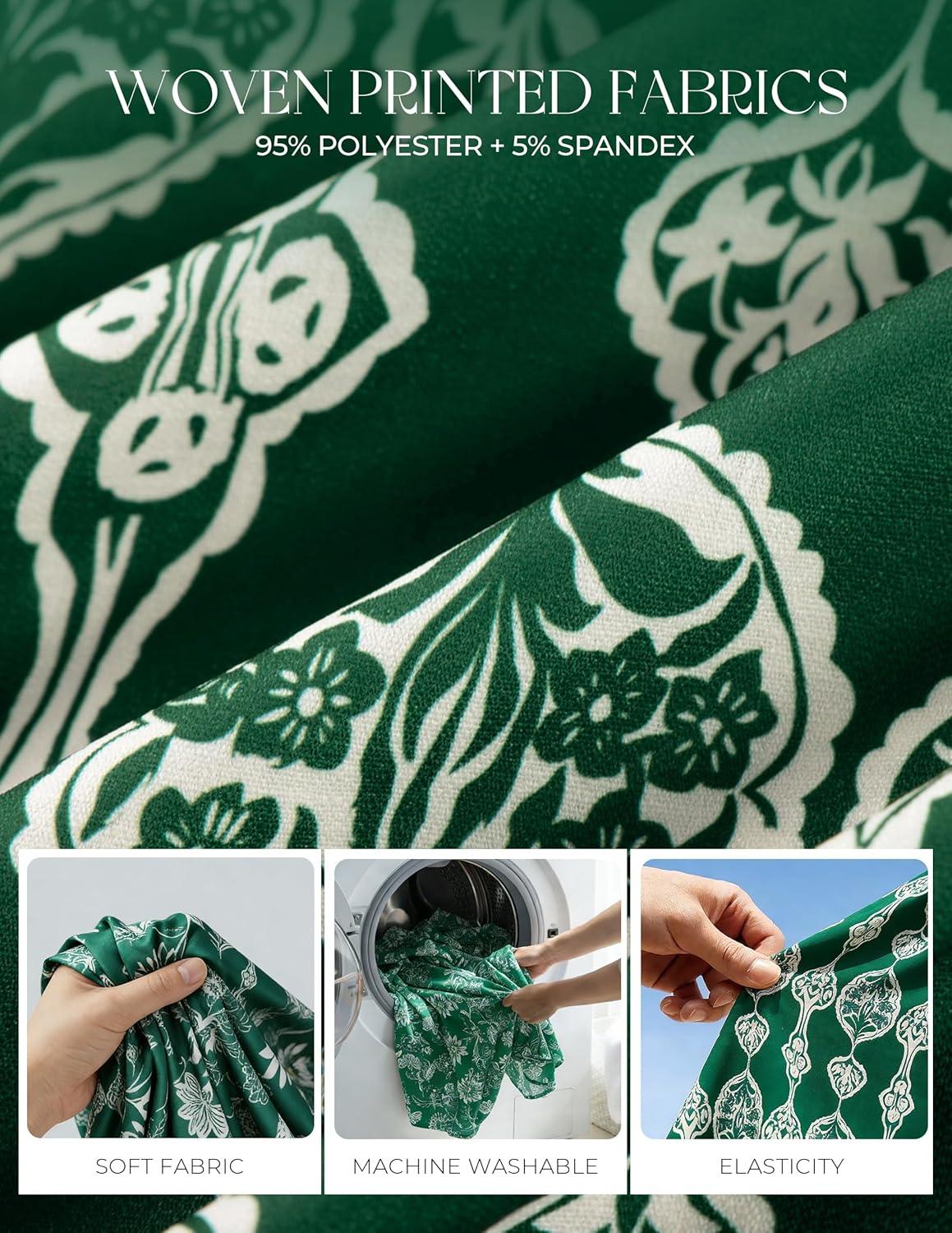 imageGRACE KARIN 2026 Summer Casual Dresses for WomenFlutter Short Sleeve Wedding Guest DressesV Neck Smocked Tiered Midi DressGreen Floral