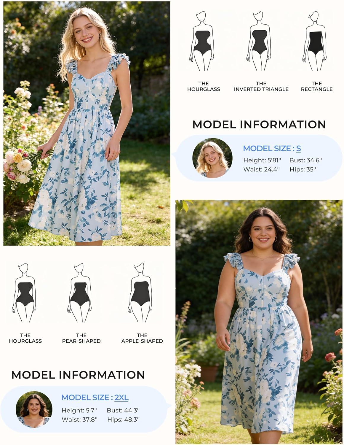 imageGRACE KARIN 2026 Women Summer Maxi Floral Corset DressRuffle Sleeve Milkmaid Dresses Wedding Guest Dresses with PocketBluegray With White Flowers