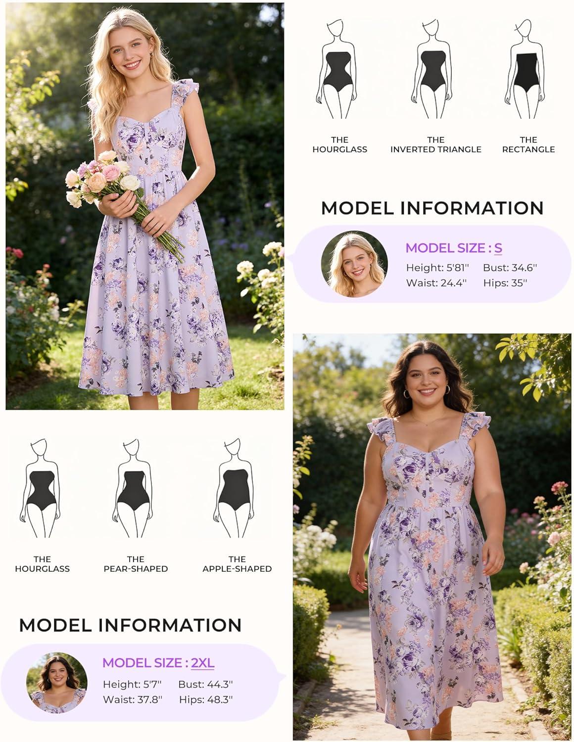 imageGRACE KARIN 2026 Women Summer Maxi Floral Corset DressRuffle Sleeve Milkmaid Dresses Wedding Guest Dresses with PocketLarge Purple Flower Clusters