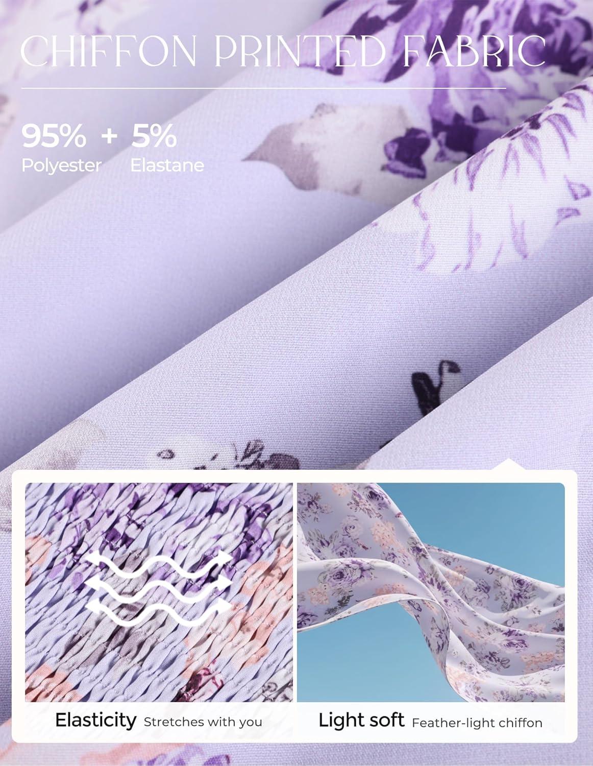 imageGRACE KARIN 2026 Women Summer Maxi Floral Corset DressRuffle Sleeve Milkmaid Dresses Wedding Guest Dresses with PocketLarge Purple Flower Clusters