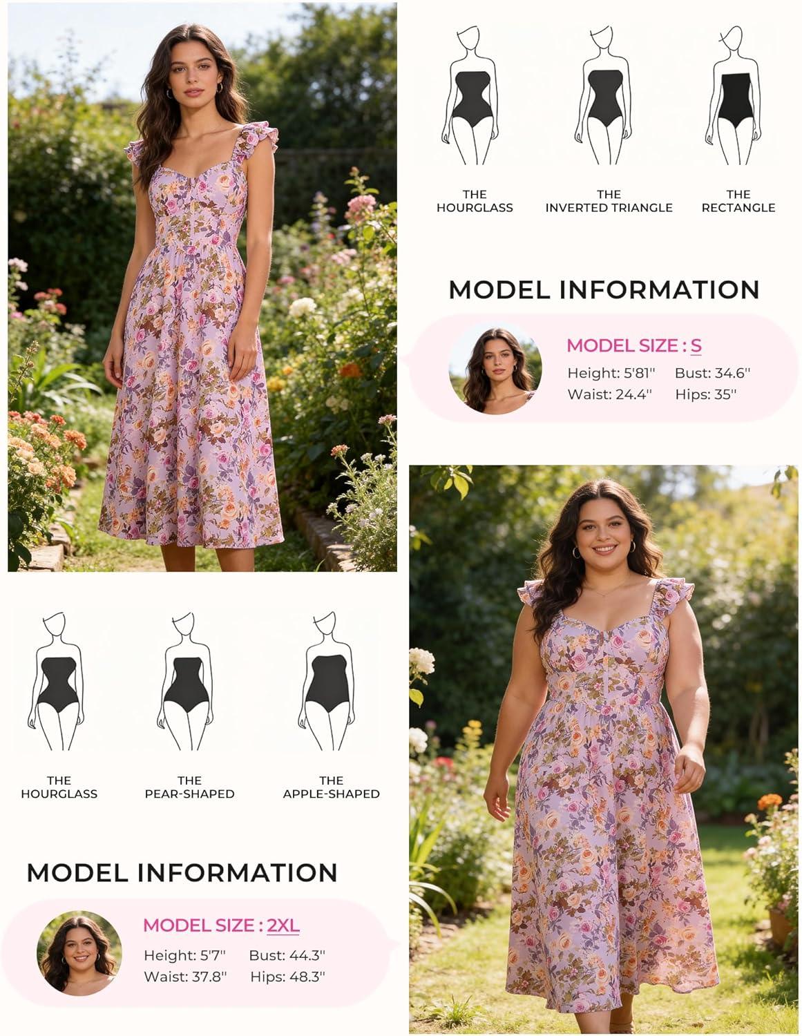 imageGRACE KARIN 2026 Women Summer Maxi Floral Corset DressRuffle Sleeve Milkmaid Dresses Wedding Guest Dresses with PocketPurple With Delicate Floral