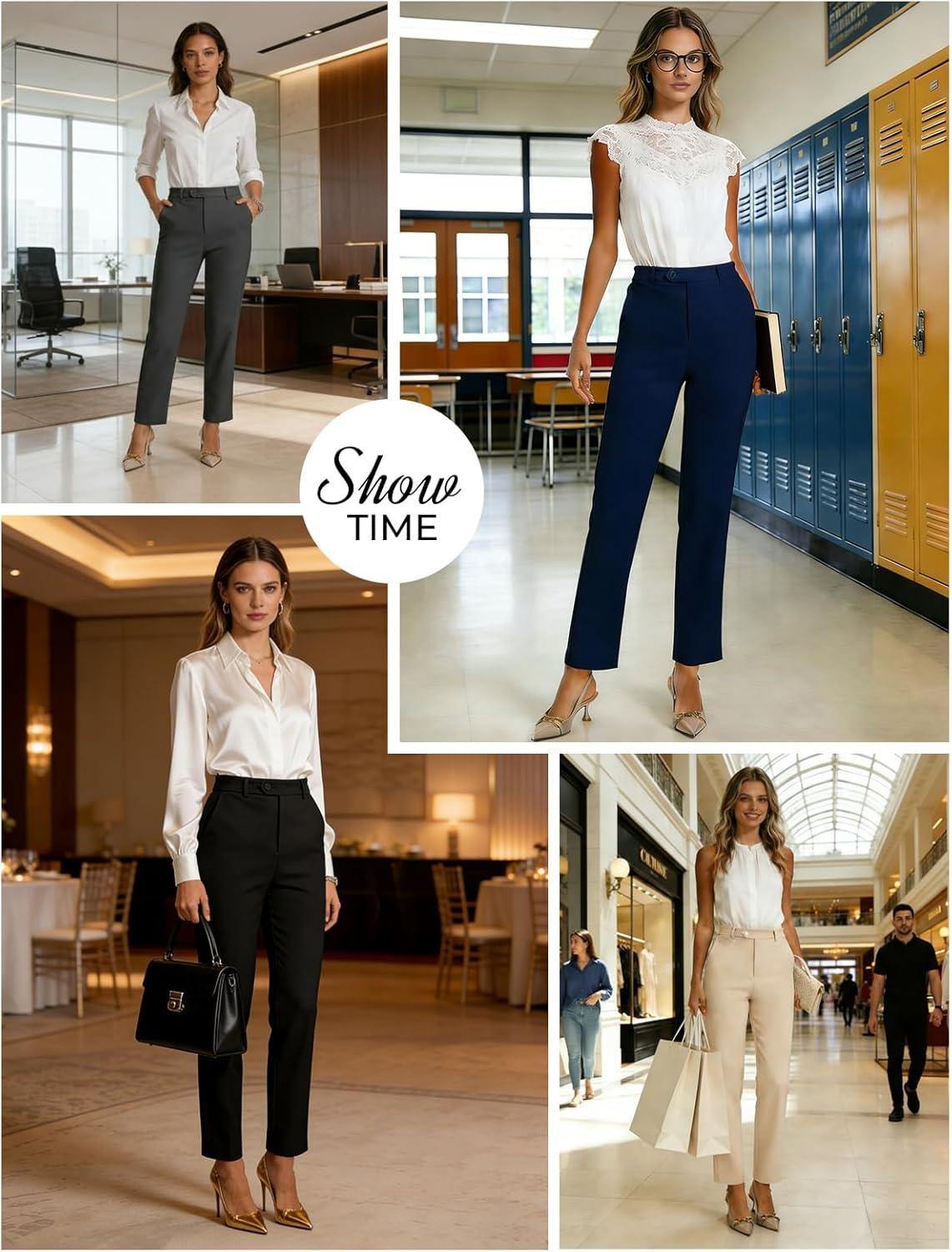 imageGRACE KARIN Dress Pants Women High Waisted Wrinkle Free Work Trousers Slacks with Pockets Office Business Casual OutfitsApricot