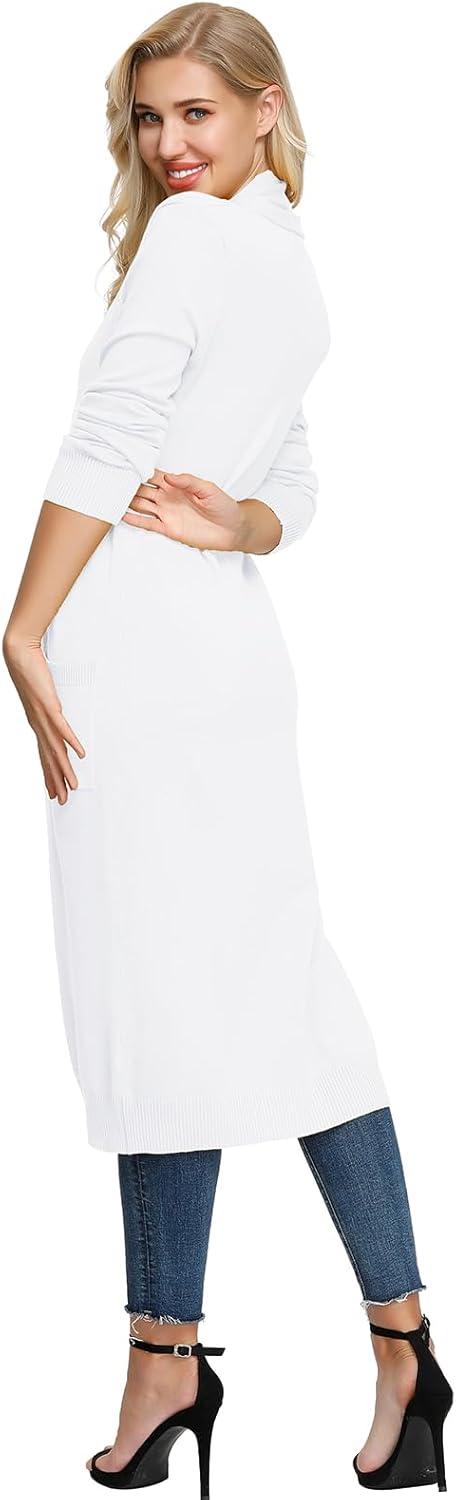 imageGRACE KARIN Essential Solid Open Front Maxi Long Knitted Cardigan Sweater for WomenWhite