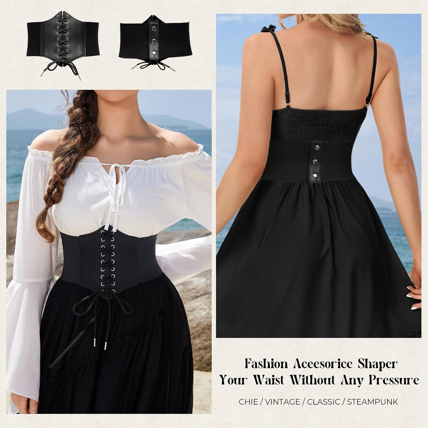 imageGRACE KARIN Laceup Cinch Belt Tied Corset Elastic Waist Belt