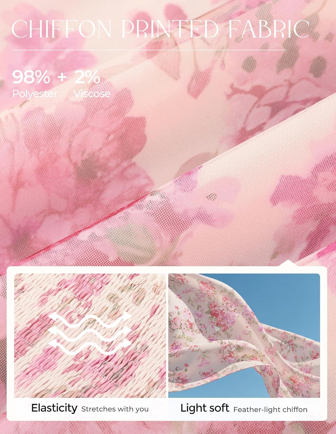 imageGRACE KARIN Summer Floral Maxi Dress for WomenV Neck Formal DressShort Sleeve Wedding Guest DressesFloral Apricot Pink
