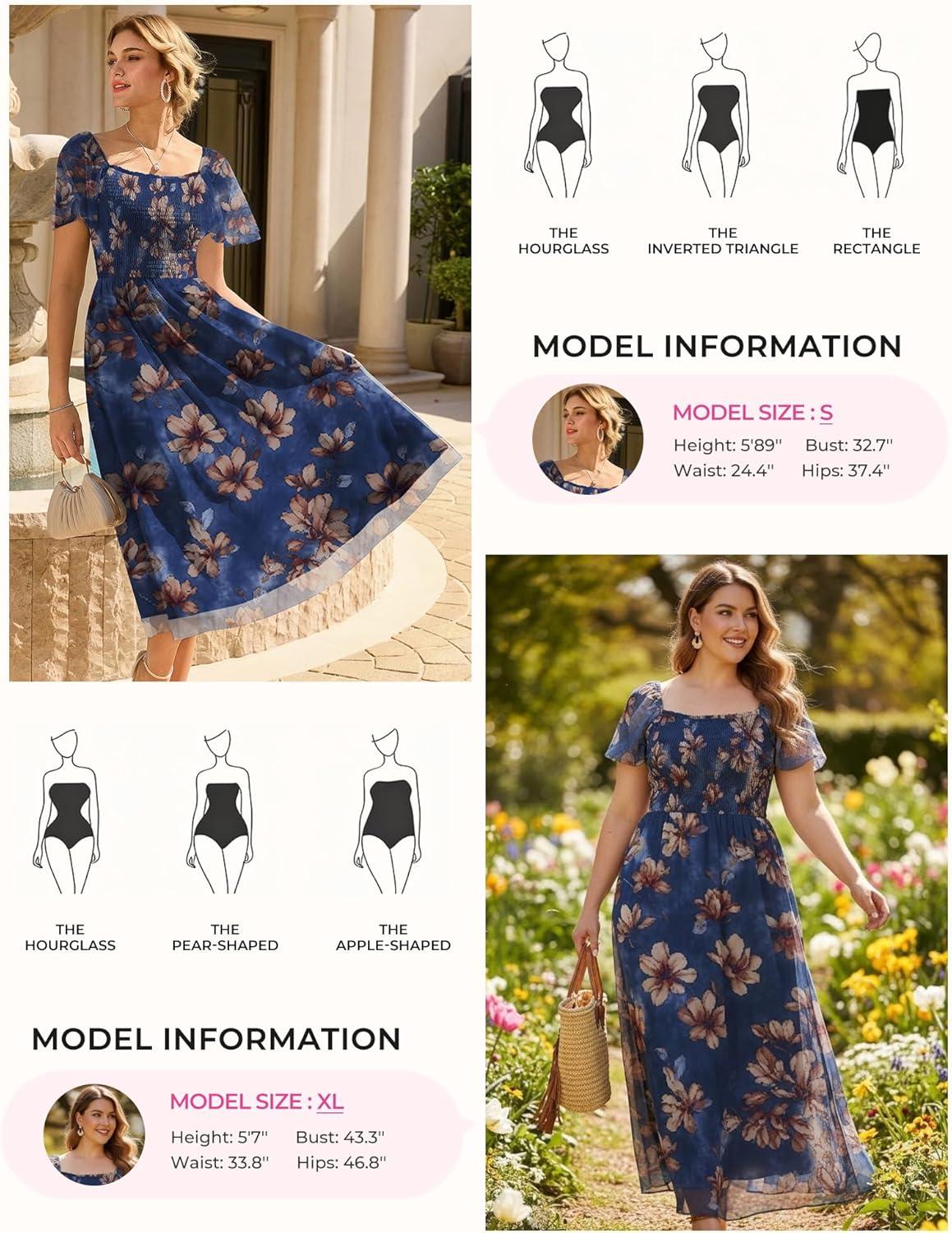 imageGRACE KARIN Summer Floral Maxi Dress for WomenV Neck Formal DressShort Sleeve Wedding Guest DressesFloral Navy Blue