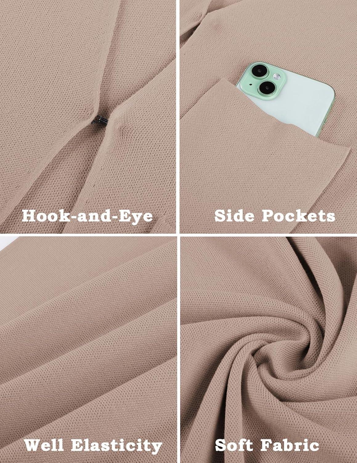 imageGRACE KARIN Women 34 Sleeve Sweater Blazer Lightweight Open Front Cardigan Knit Jackets Business Casual with PocketsKhaki