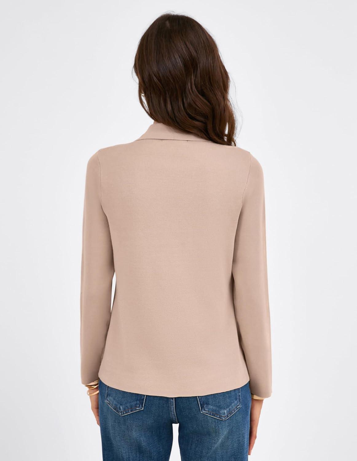 imageGRACE KARIN Women Sweater Blazer Business Casual 2026 Knit Suit Jackets Long Sleeve Lightweight Cardigan Work OfficeApricot