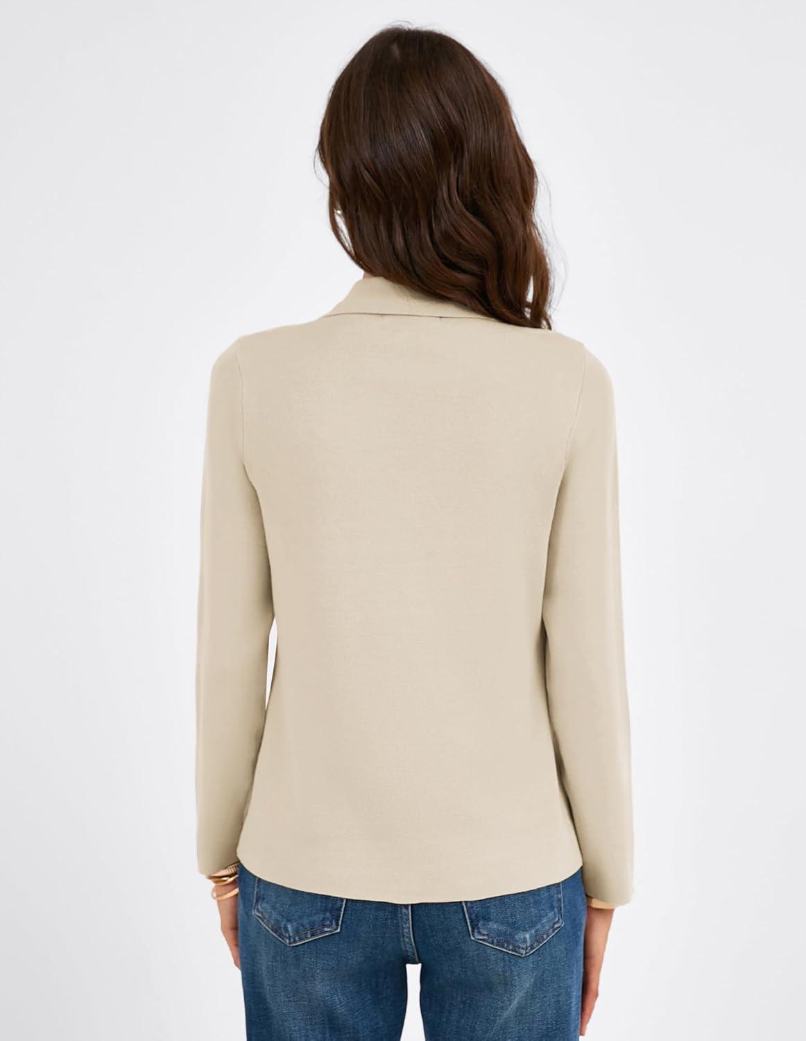 imageGRACE KARIN Women Sweater Blazer Business Casual 2026 Knit Suit Jackets Long Sleeve Lightweight Cardigan Work OfficeLight Beige