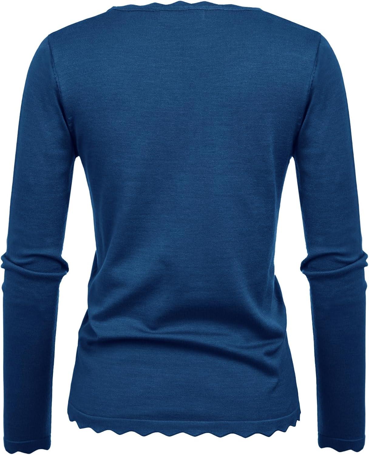 imageGRACE KARIN Womens High Stretchy Long Sleeve Pullover Sweater Blouse TopDark Blue2