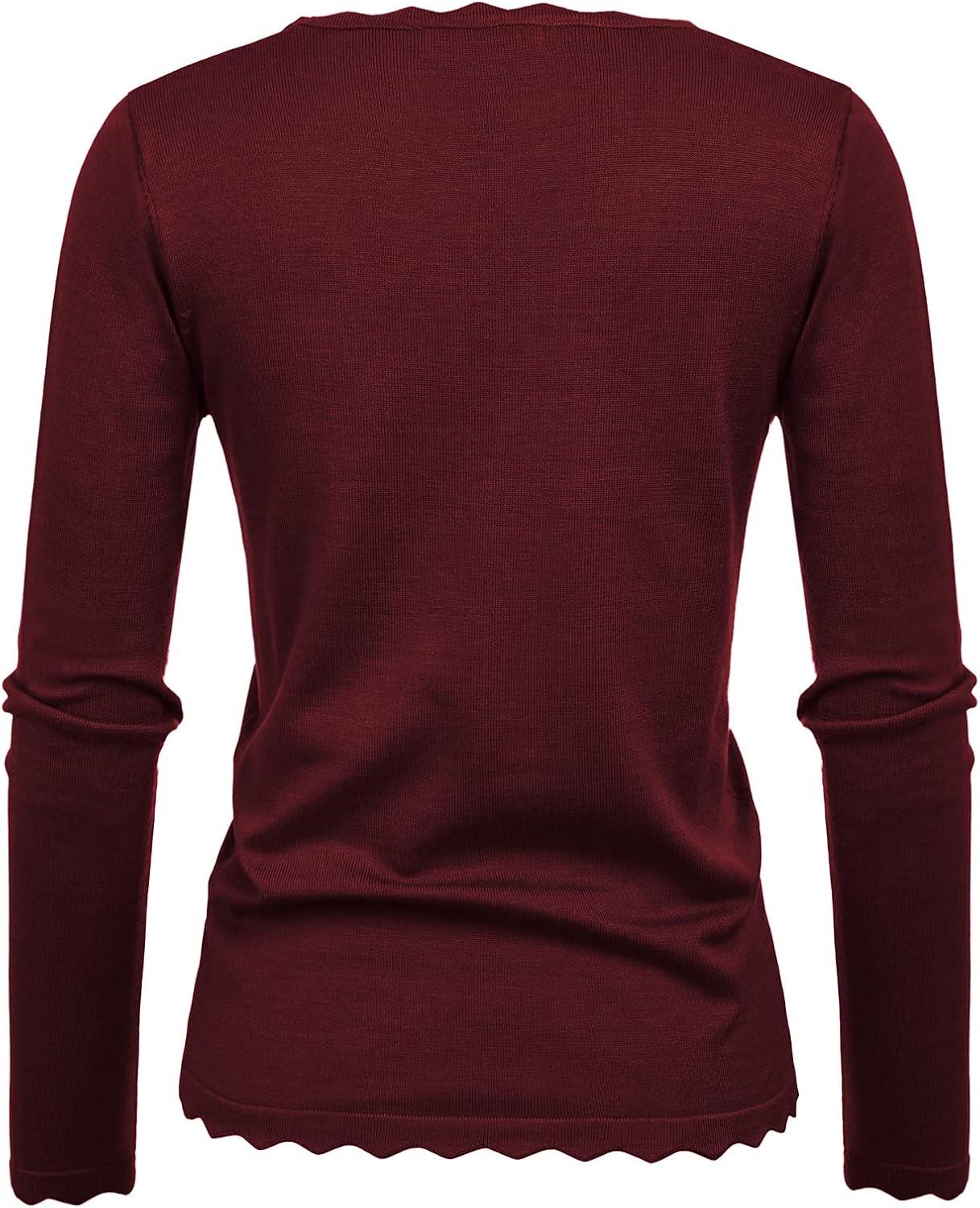 imageGRACE KARIN Womens High Stretchy Long Sleeve Pullover Sweater Blouse TopDark Wine