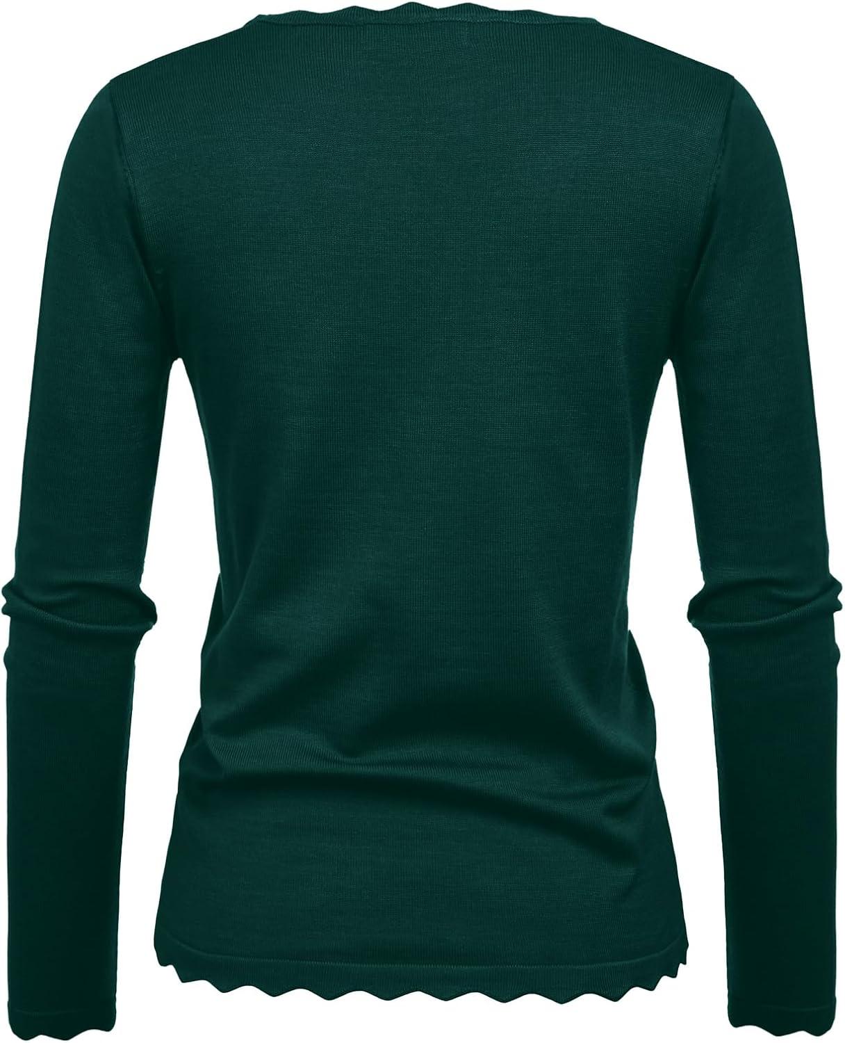 imageGRACE KARIN Womens High Stretchy Long Sleeve Pullover Sweater Blouse TopDeep Green