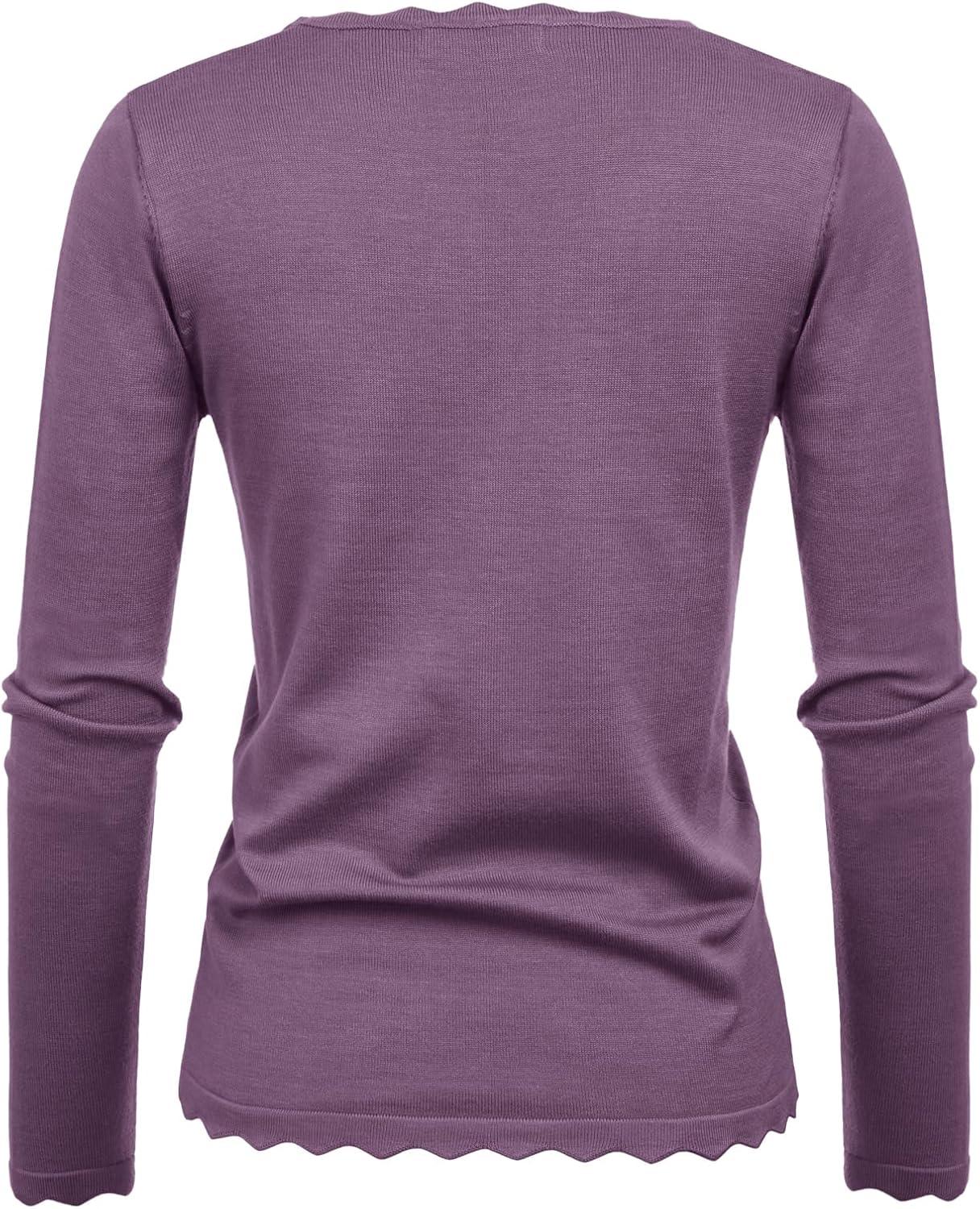 imageGRACE KARIN Womens High Stretchy Long Sleeve Pullover Sweater Blouse TopPurple
