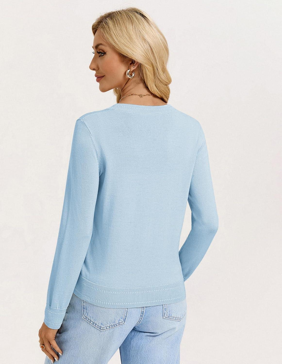 imageGRACE KARIN Womens Lightweight Cardigan Sweaters Trendy Button Up VNeck Knit Cardigans Shrug Spring Fashion ClothesLight Blue