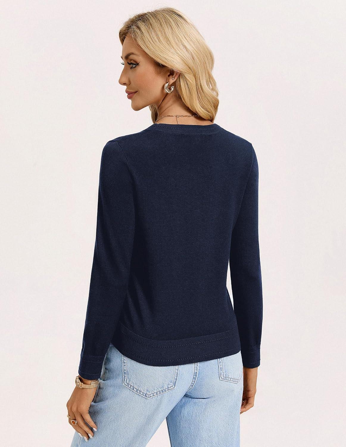 imageGRACE KARIN Womens Lightweight Cardigan Sweaters Trendy Button Up VNeck Knit Cardigans Shrug Spring Fashion ClothesNavy Blue