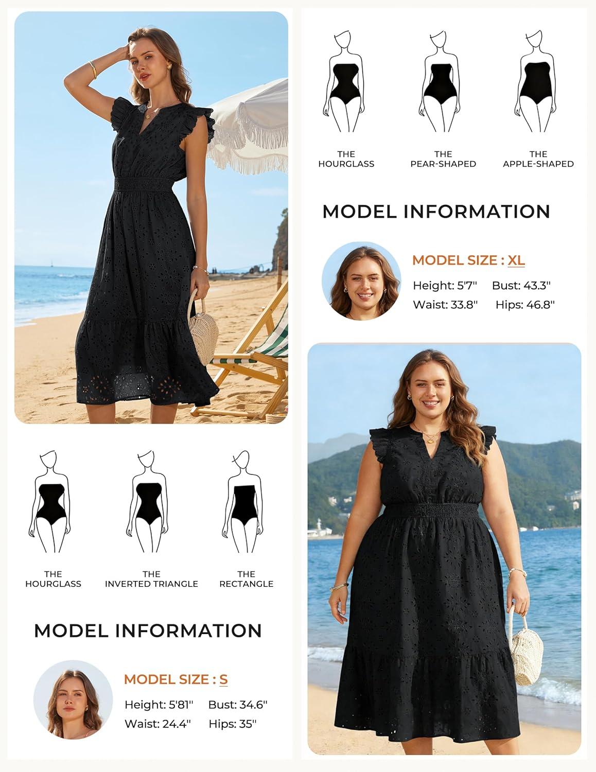 imageGRACE KARIN Womens Summer Boho Maxi Dress Casual 2026 Spring V Neck Eyelet Dresses Flowy Vacation Beach Sundress with PocketsBlack
