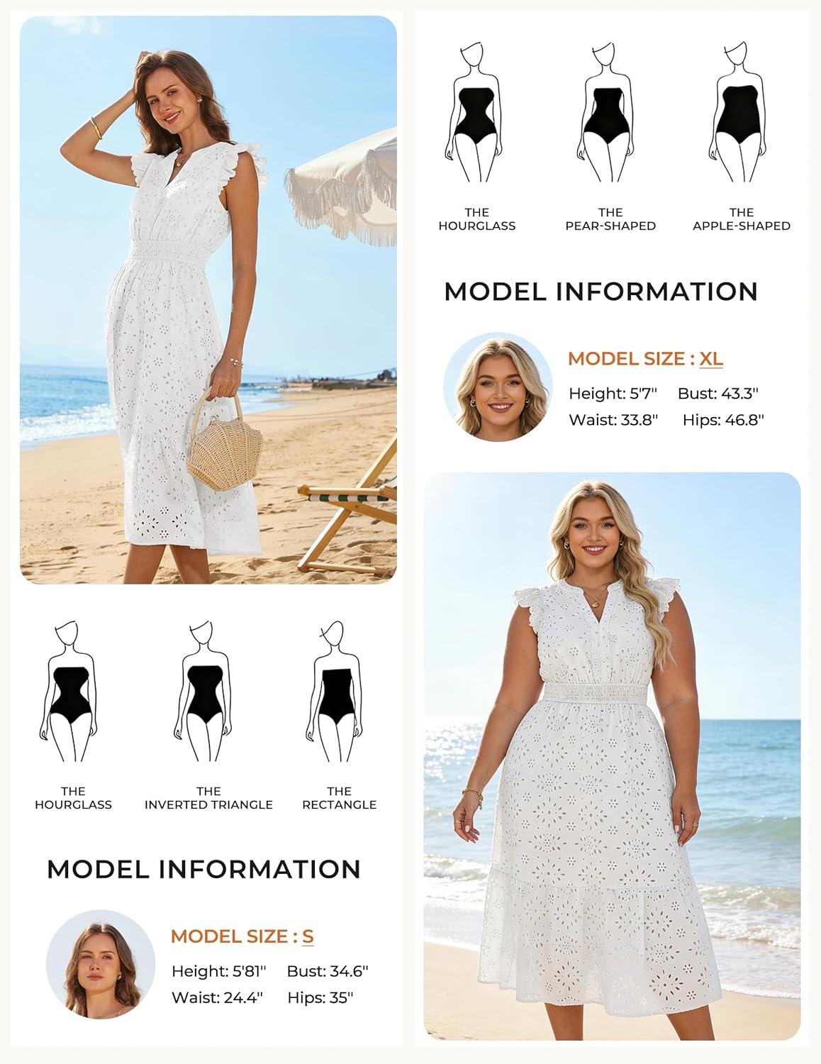 imageGRACE KARIN Womens Summer Boho Maxi Dress Casual 2026 Spring V Neck Eyelet Dresses Flowy Vacation Beach Sundress with PocketsWhite