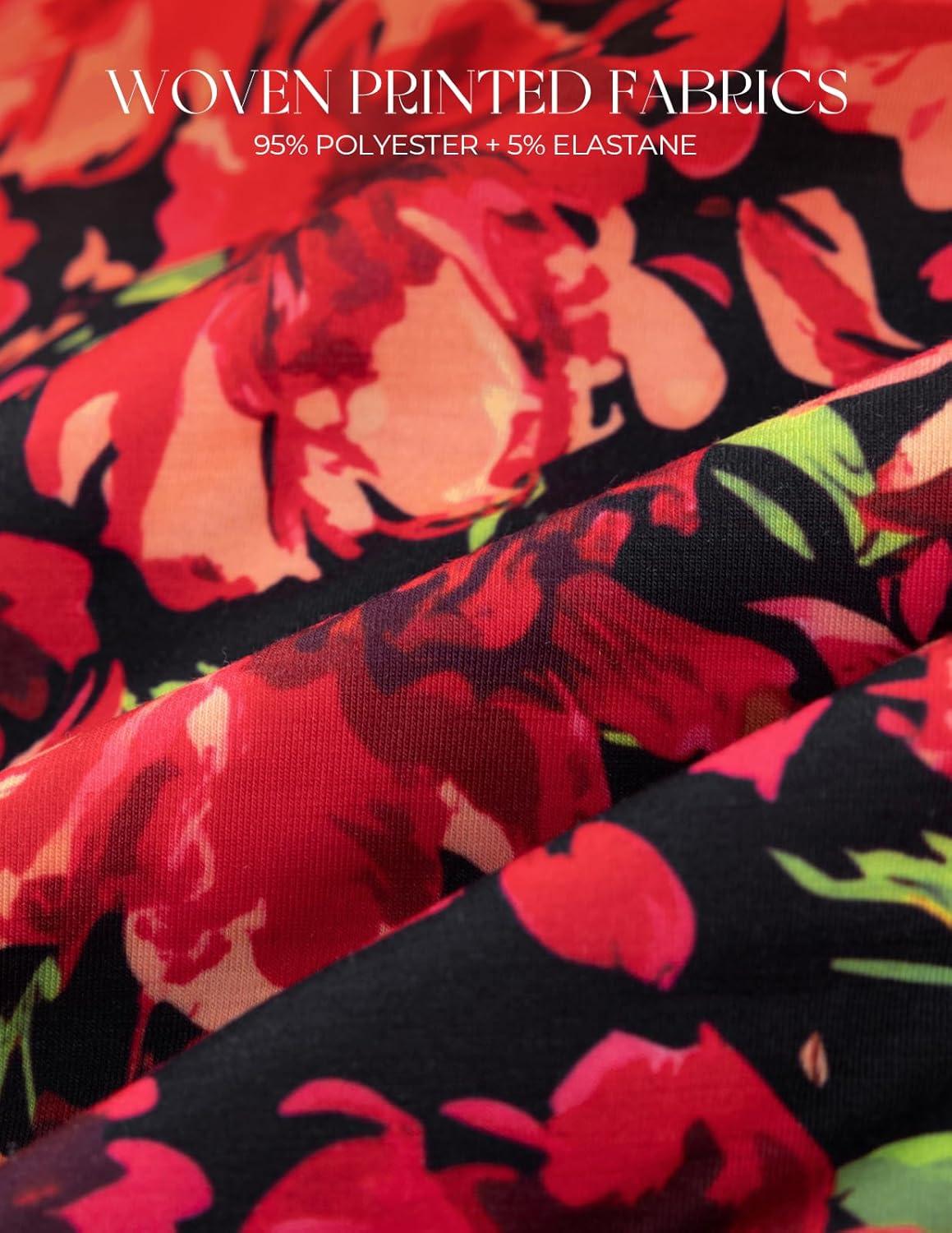 imageGRACE KARIN Womens Summer Clothes 2026 Boho Floral Maxi Long Dresses Spaghetti Straps Casual Beach Sundress with PocketsRed Black Floral